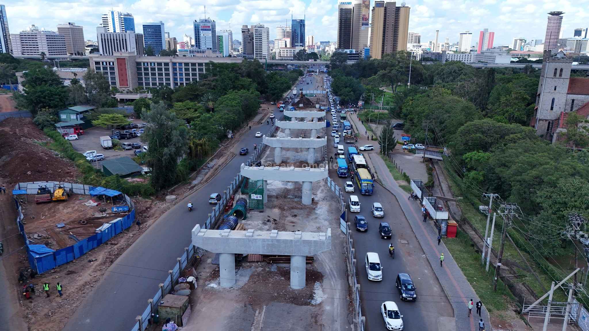 File image of ongoing construction of the Kenyatta Avenue viaduct.